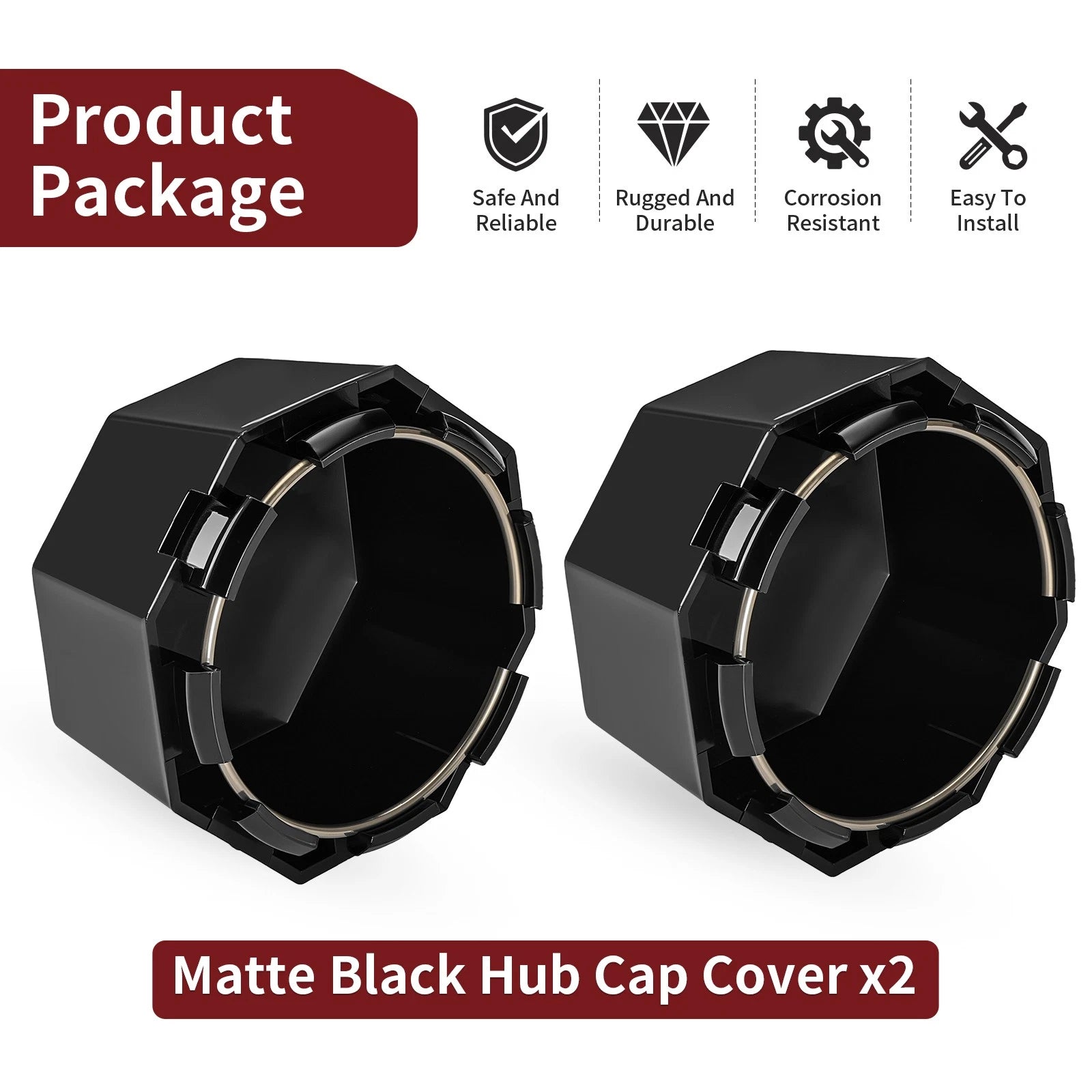 2Pcs Matte Black Hub Cap Cover for Polaris Sportsman 570 (2015–2025) 5451374-458