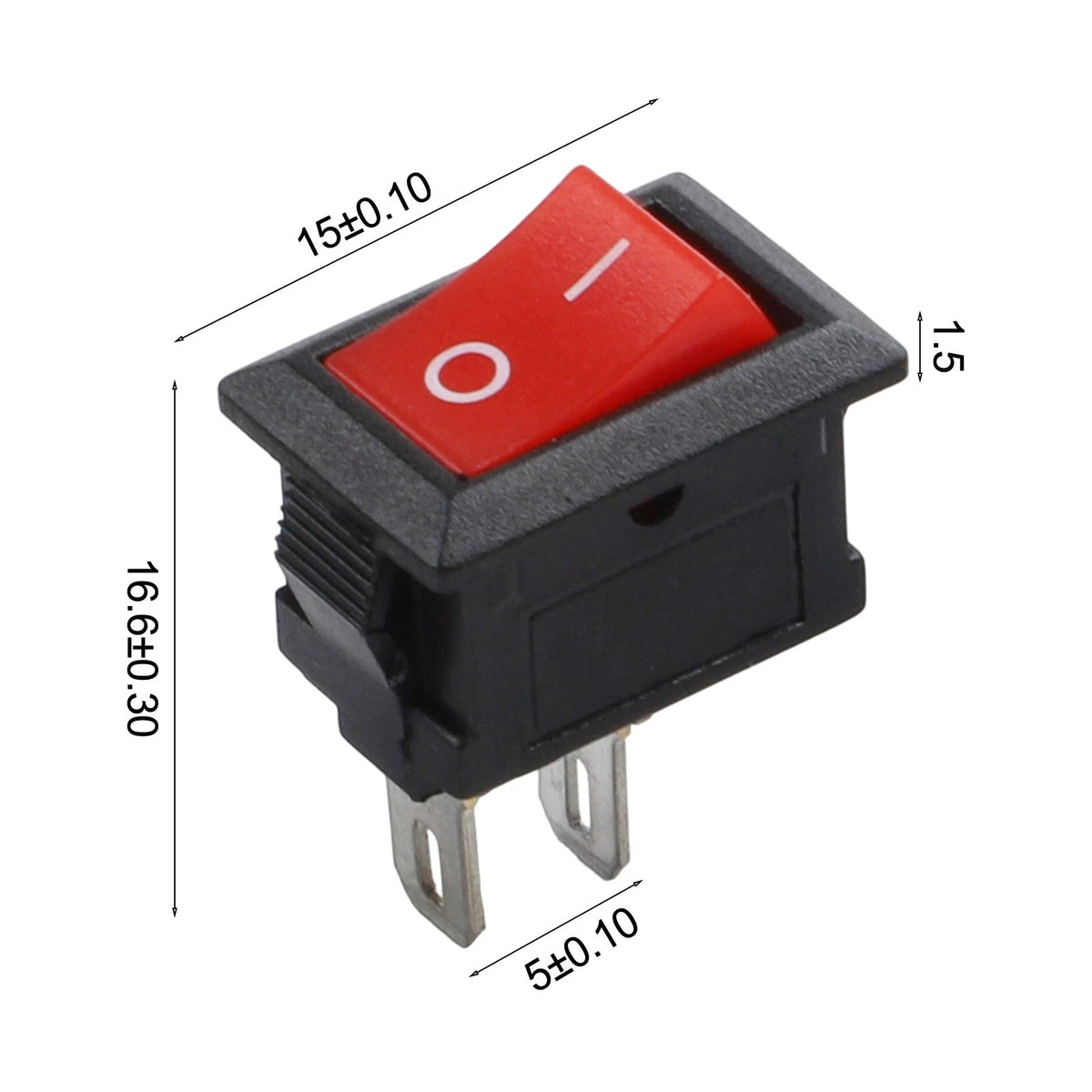 10 Pack Mini Rocker Switch 2 Pin ON OFF SPST 125VAC 6A Black Red