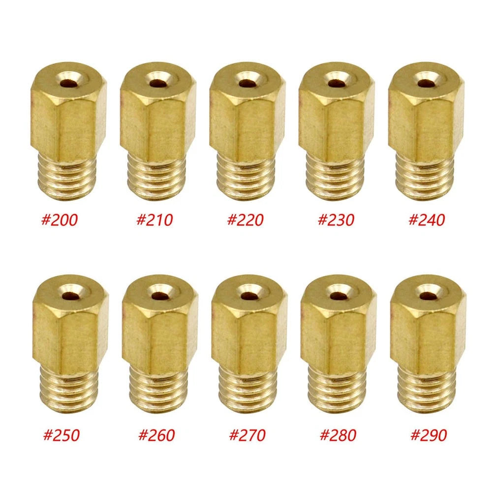 10pcs Hex Type Main Jets Kit for VM/TM/TMX Carburetor (200-290, 230)