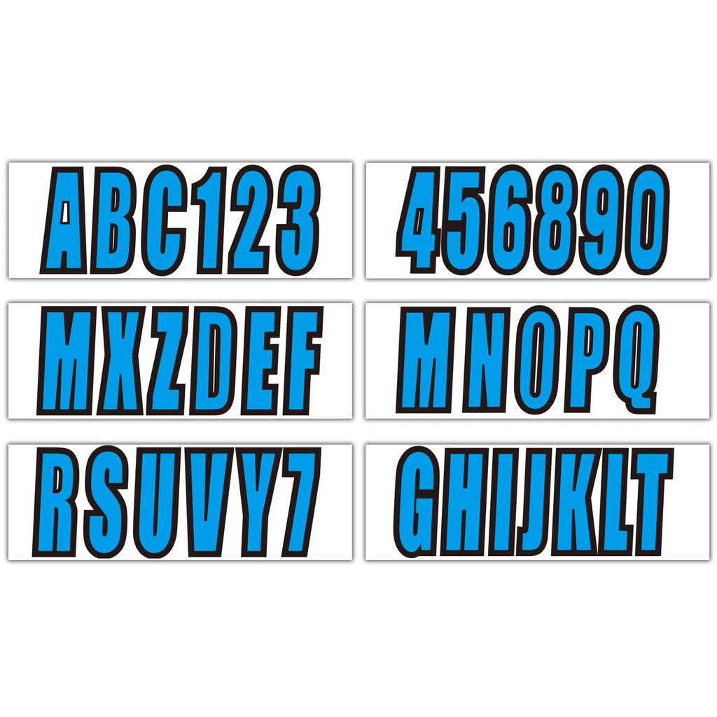 4-Pack Custom 3" Blue Boat Registration Numbers & Letters Stickers
