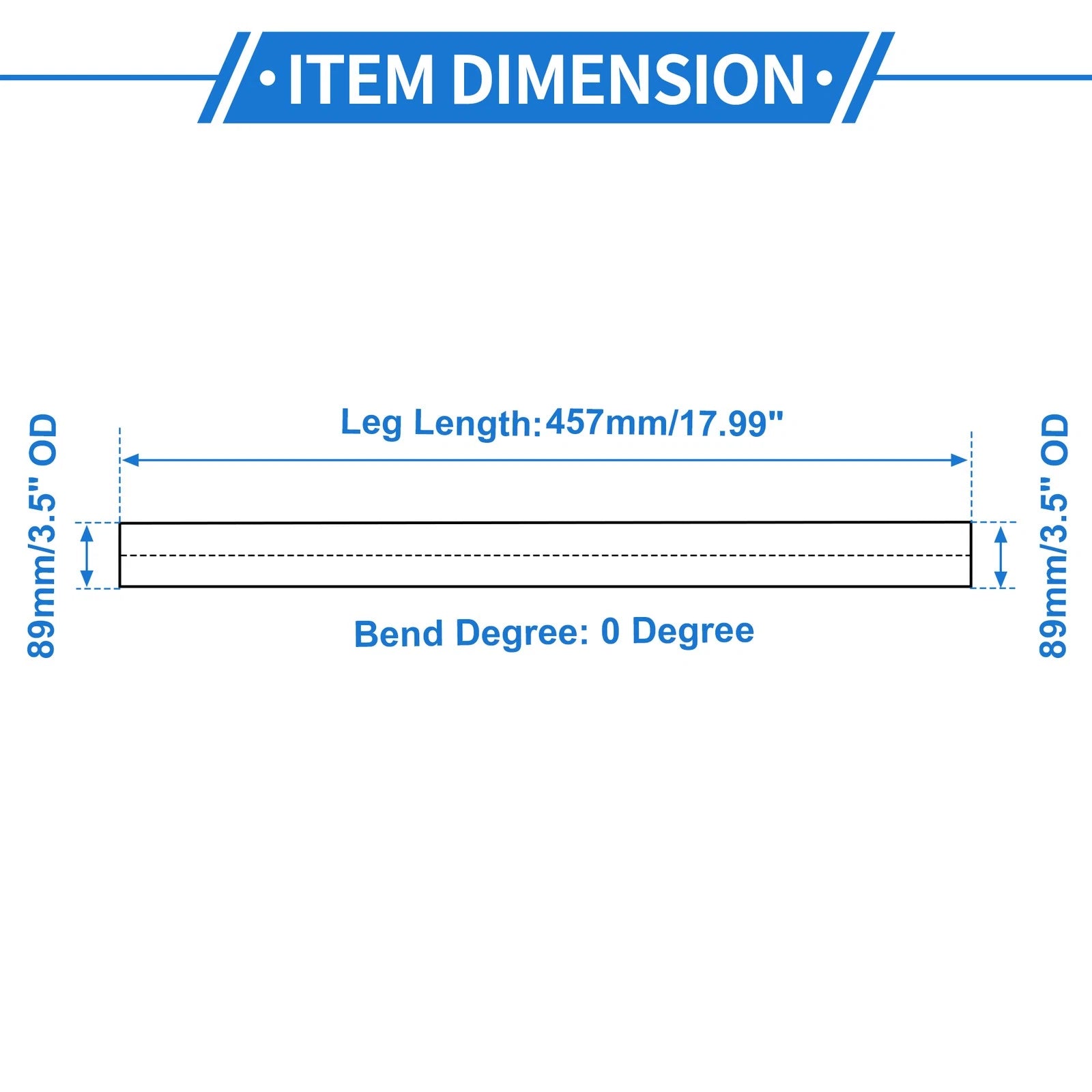 3.5" Intercooler Pipe for - 18" Length, 0° Angle