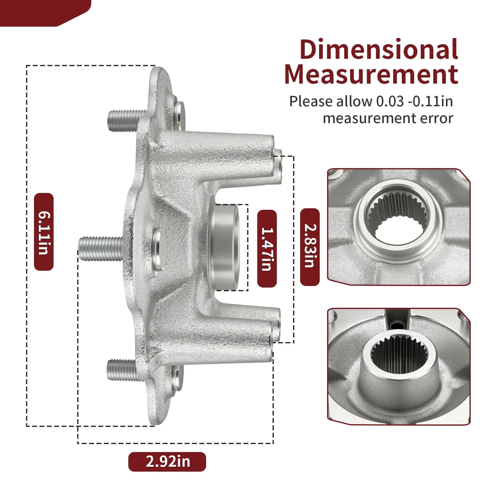 Front Wheel Hub for Yamaha Kodiak Bruin Wolverine Grizzly Big Bear (350–450)