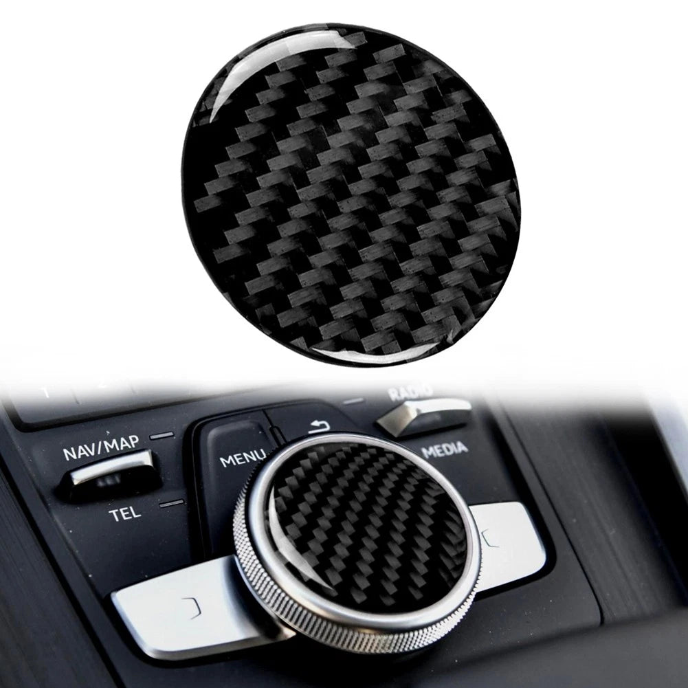 Carbon Fiber Central Control Switch Button Cover Trim for Audi A4 B9 (2017–2019)