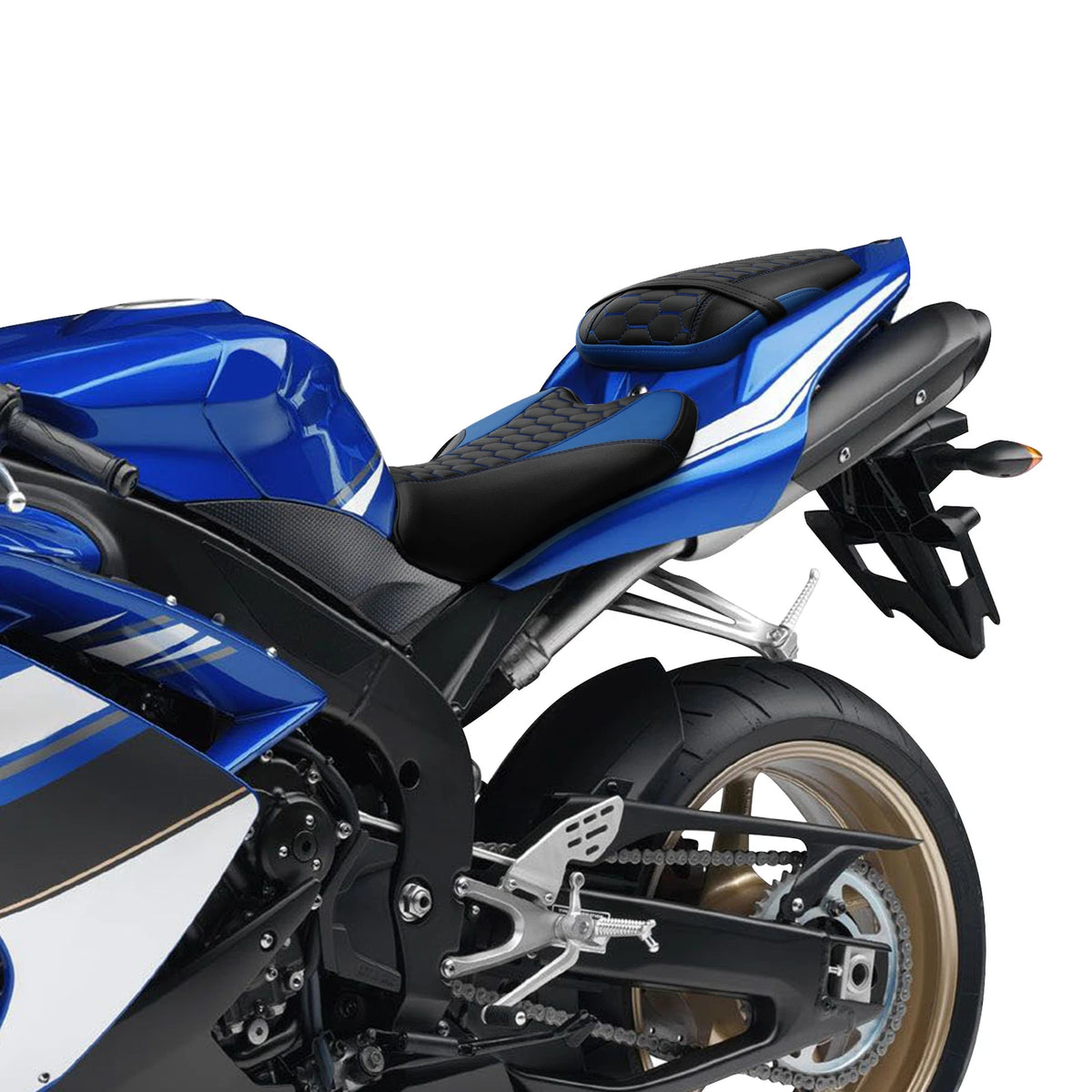 Front Driver & Rear Passenger Seat for Yamaha YZF-R1 (2007–2008) Black Blue