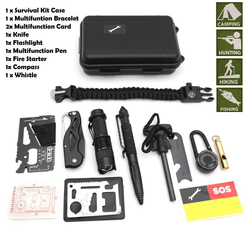 Survival Kit Emergency Tools for Camping Tactical Outdoor Use