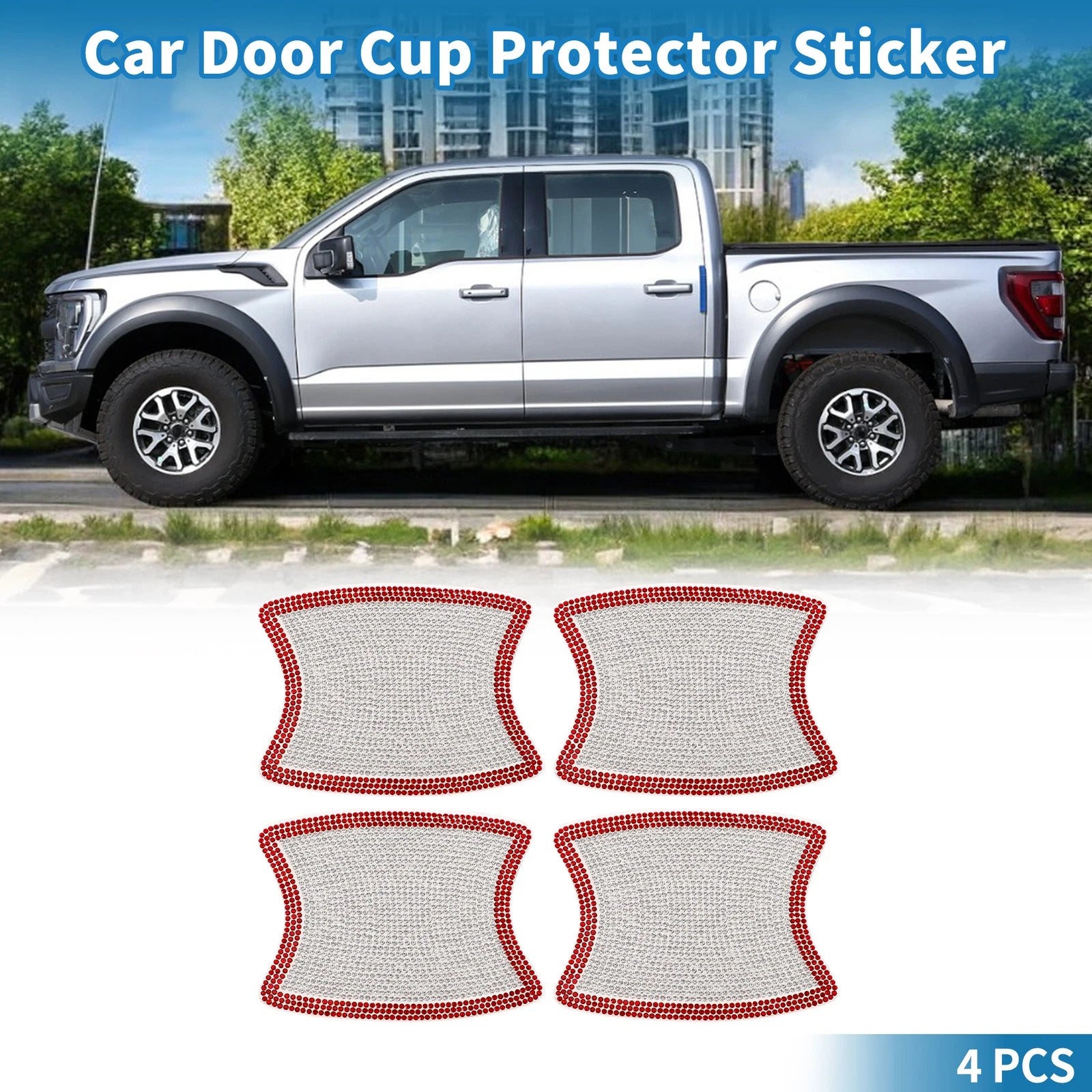 Car Door Handle Protector for (8x10cm, White, Red)