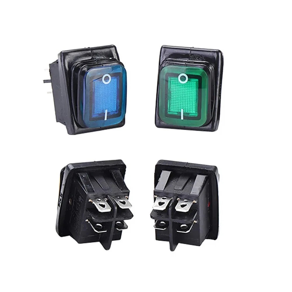Rocker Switch 20A 250VAC Waterproof Rectangular with Luminous Button IP67