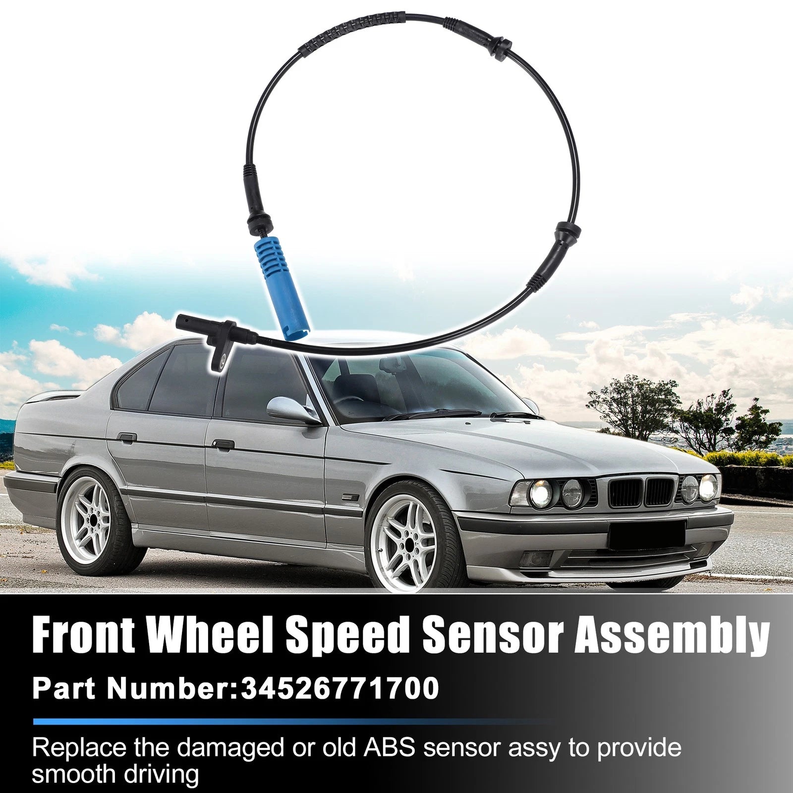 2PCS ABS Wheel Speed Sensor Left Right Front for BMW 525i (1995–2003)