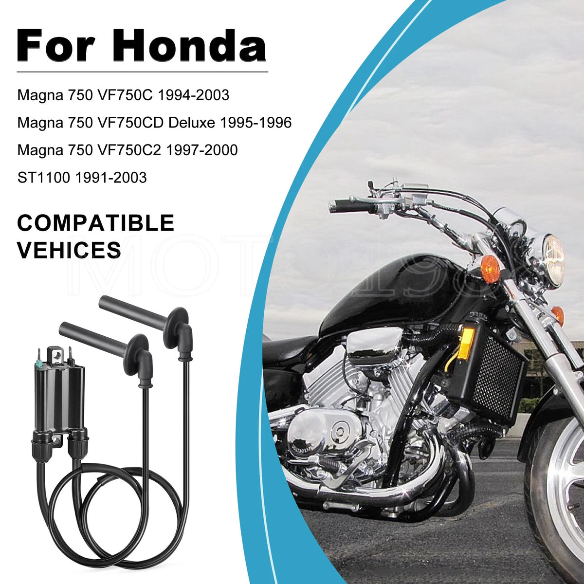 2X Ignition Coil & Spark Plug with Cap Wire for Honda Magna 750 VF750C (1994–2003)