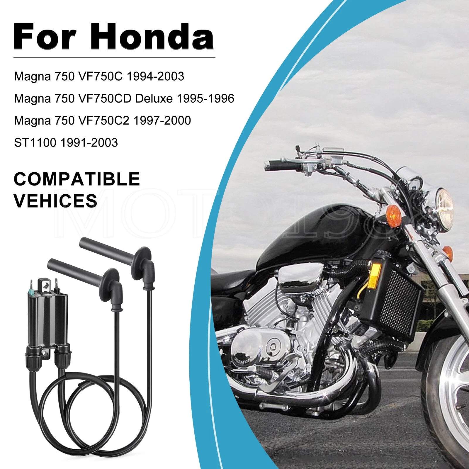 2X Ignition Coil & Spark Plug with Cap Wire for Honda Magna 750 VF750C (1994–2003)