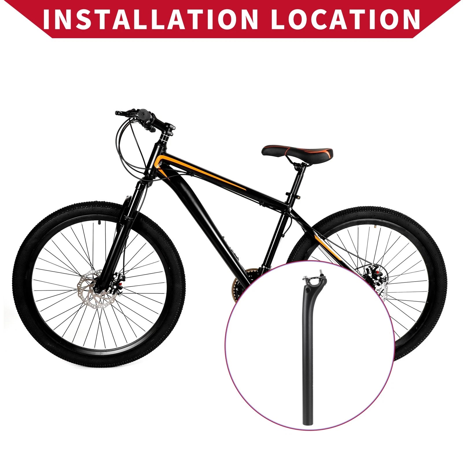 Bicycle Seat Post Replacement for 27.2 x 350mm 3K Matte Black Tube