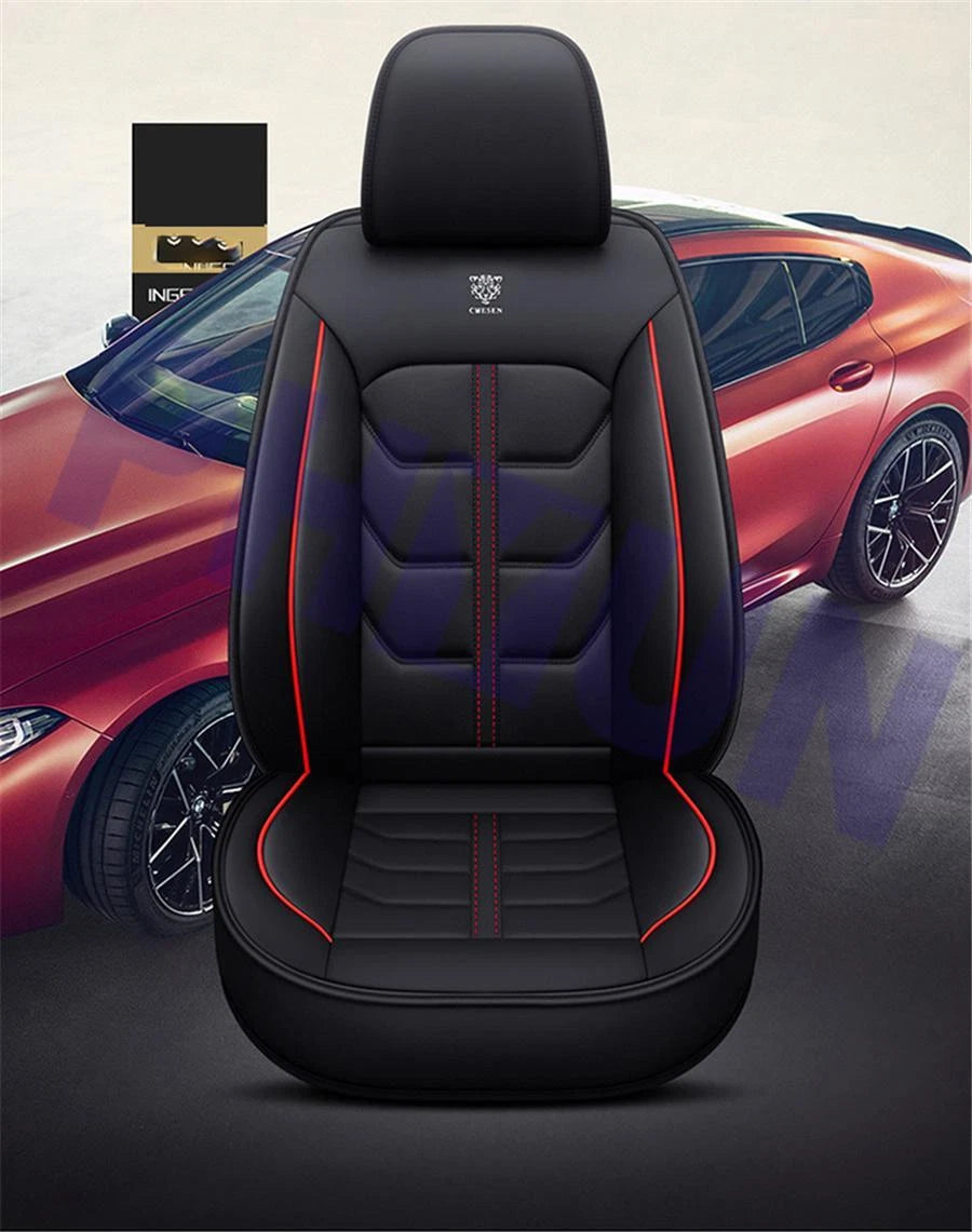 Car Seat Cover Set for Universal 5 Seats (PU Leather, Red)