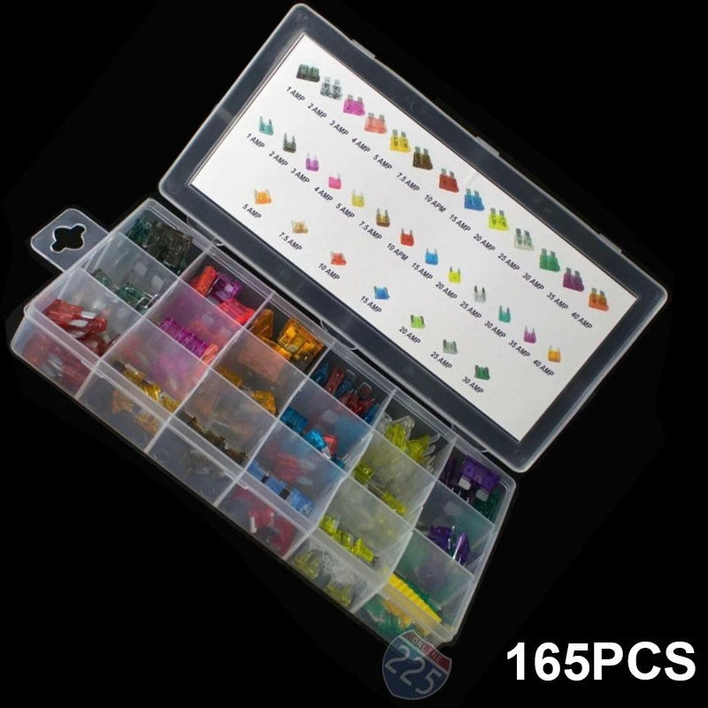 165pcs Low Profile Mini Blade Fuse Set for Automotive Applications