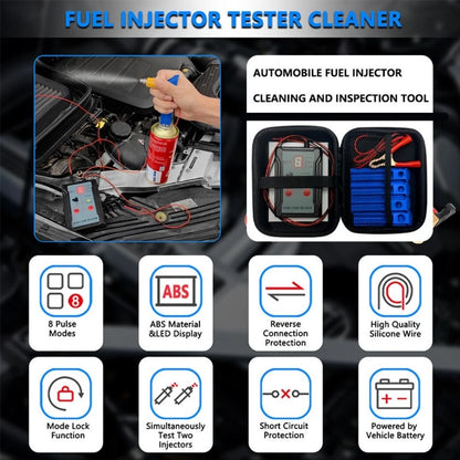Dual Channel Fuel Injector Tester Cleaner Kit with 4 Adapters and 8 Modes