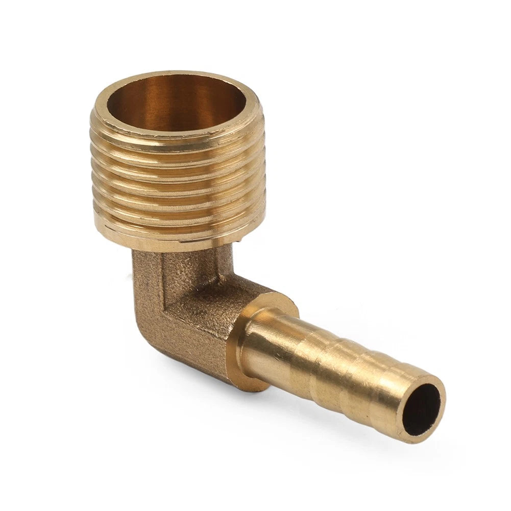 Brass Barb Hose Fitting 90 Degree Elbow 8mm x 1/2G Male Pipe