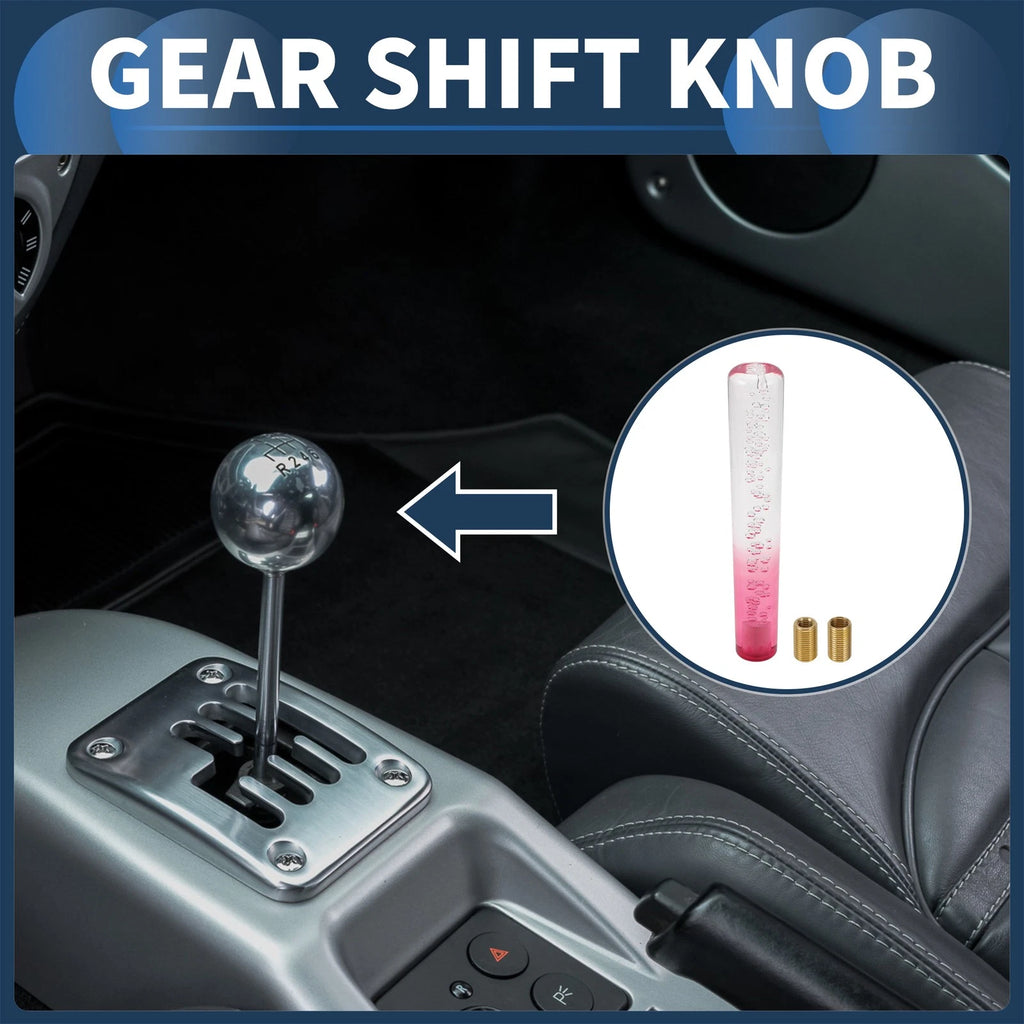 Shift Knob for Universal Vehicles (25cm, Clear Pink, 2 Adapters)