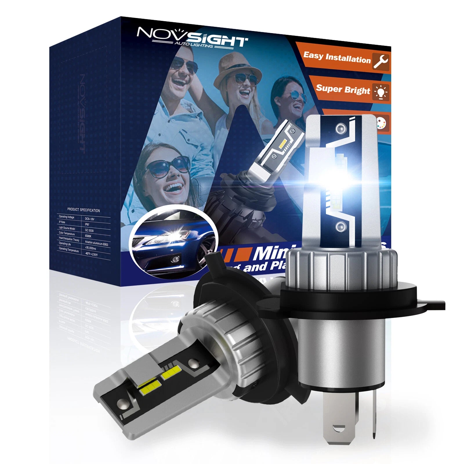 2X H4 LED Headlight Bulb Conversion Kit for
