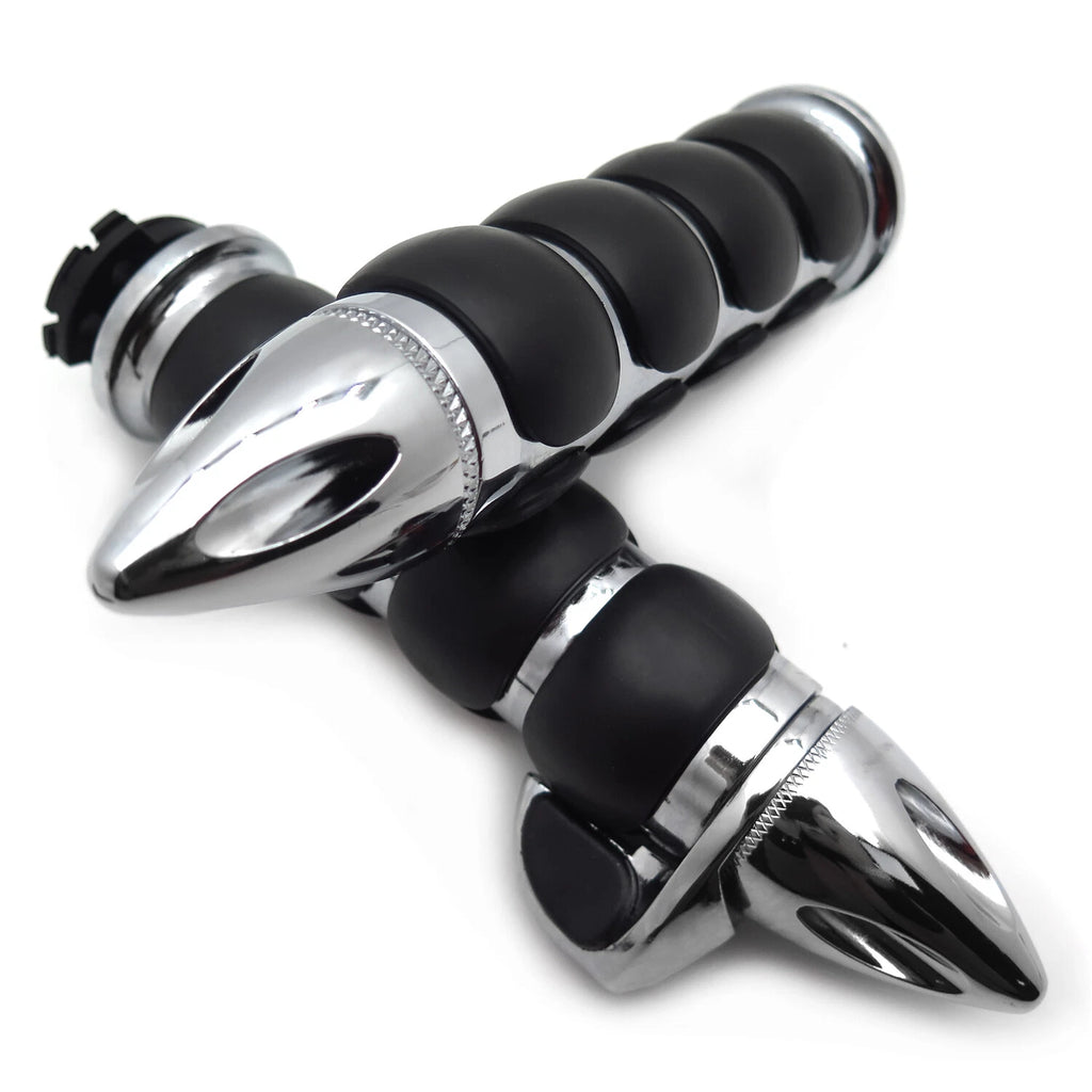 2X Chrome 22mm 7/8" Bullet Handlebar Grips for Universal Motorcycles