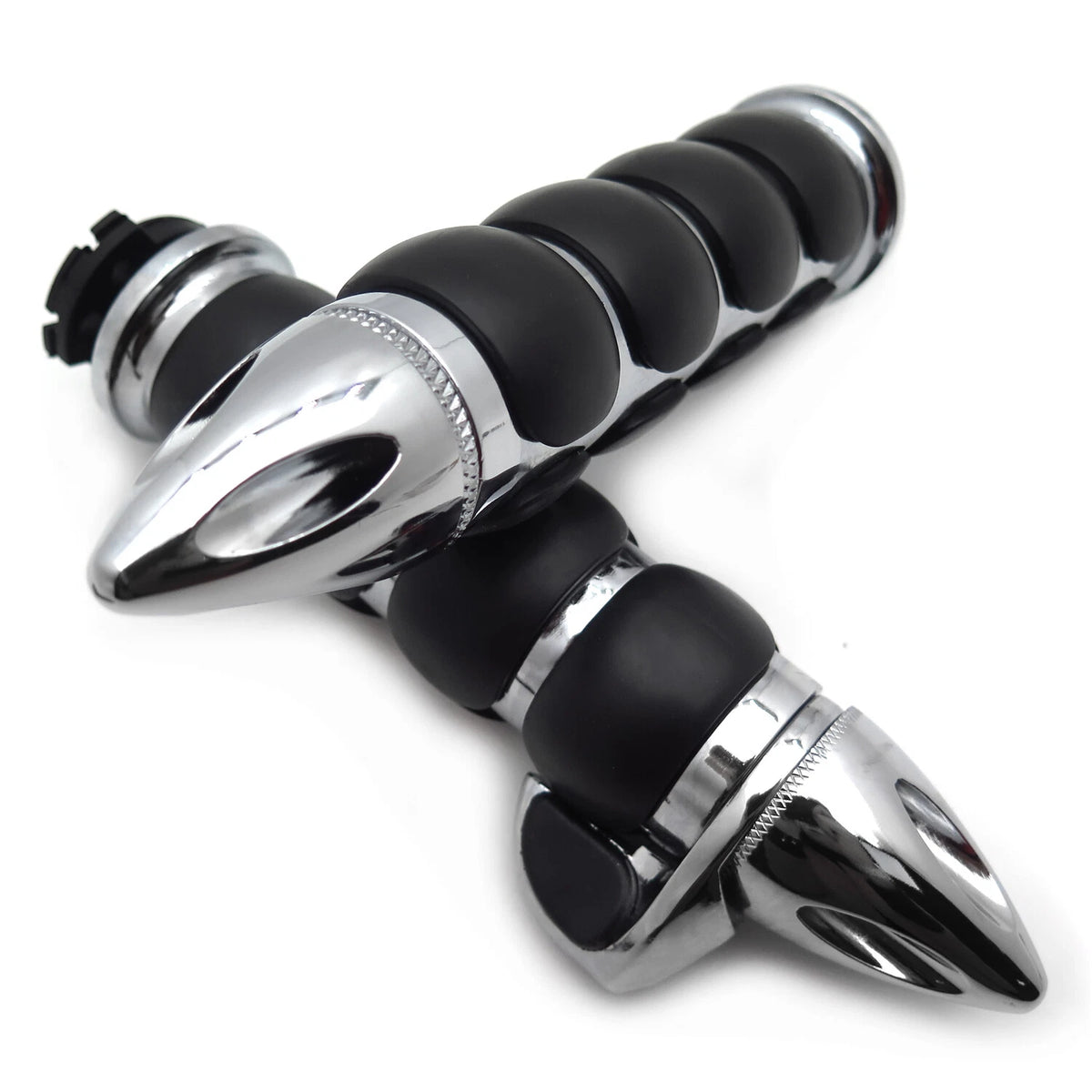 2X Chrome 22mm 7/8" Bullet Handlebar Grips for Universal Motorcycles