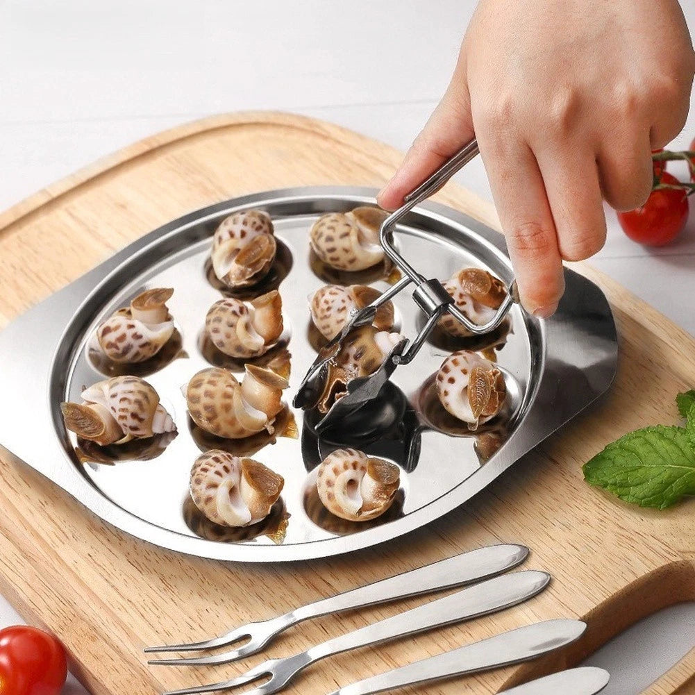 Set of 4 Stainless Steel Conch Serving Tongs for Escargot Kitchen Use