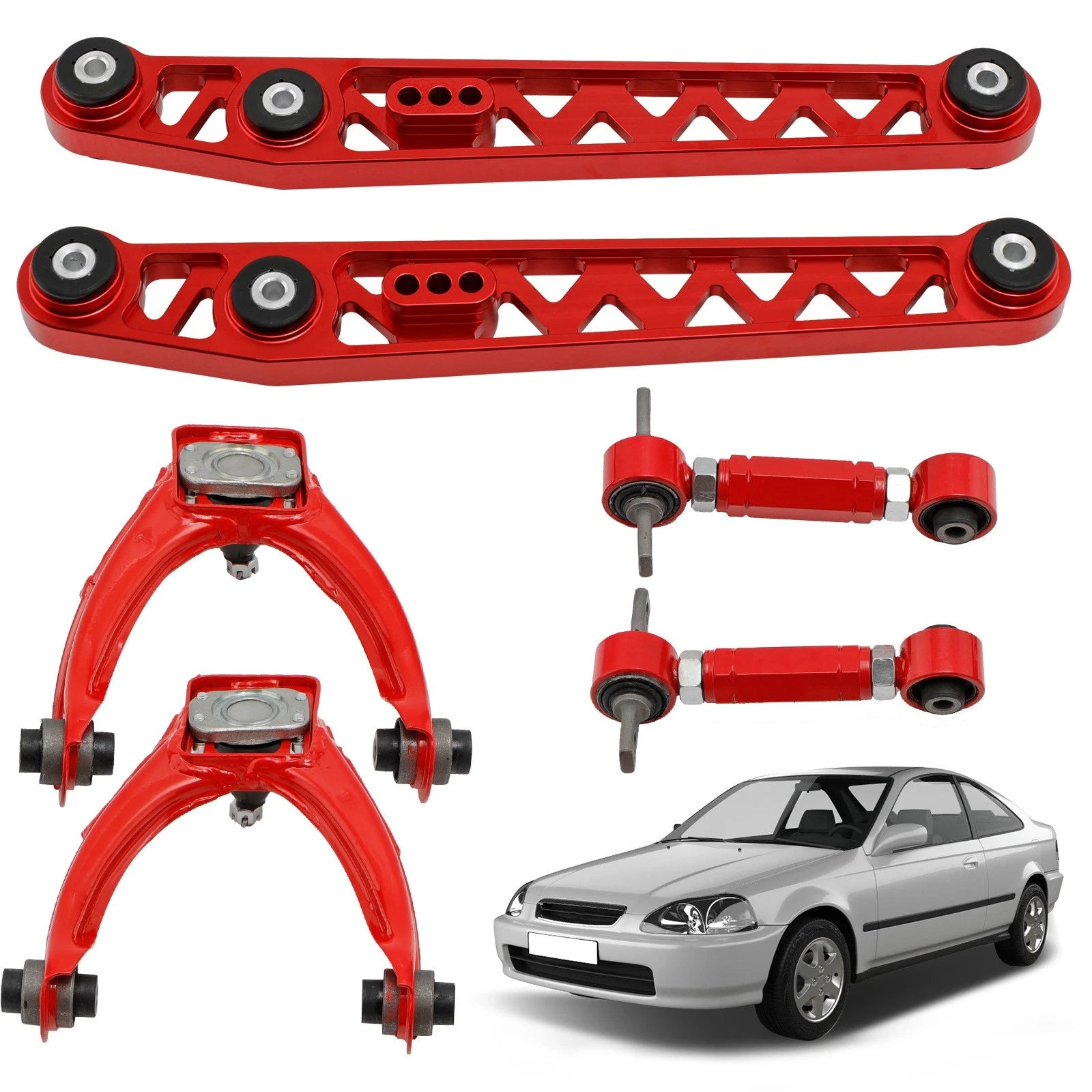 6x Control Arm + Adjustable Rear Camber Kit for Honda Civic (1996–2000)