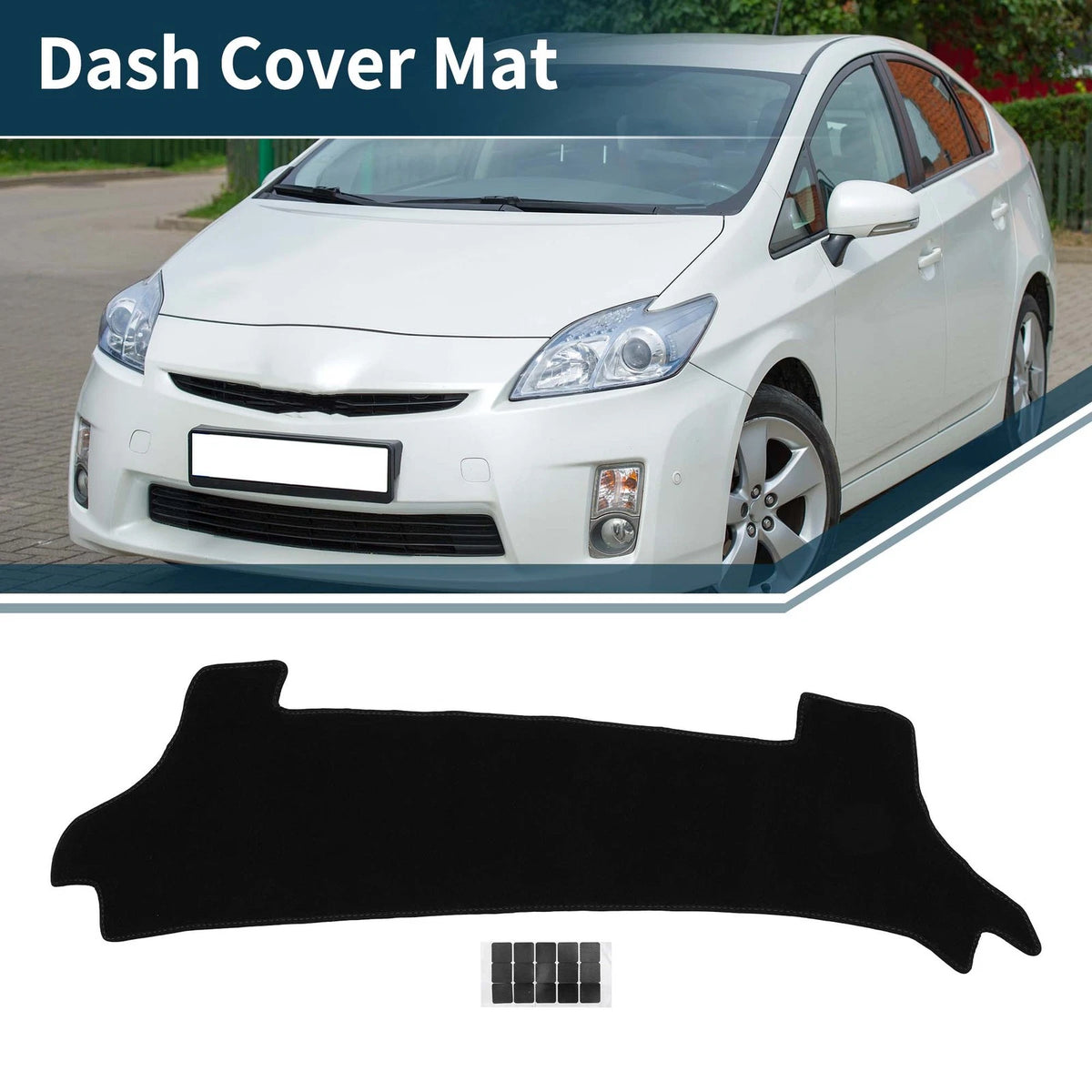 Dashboard Dash Cover Mat for Toyota Prius 2023–2024 with Sticker Black 1 Set