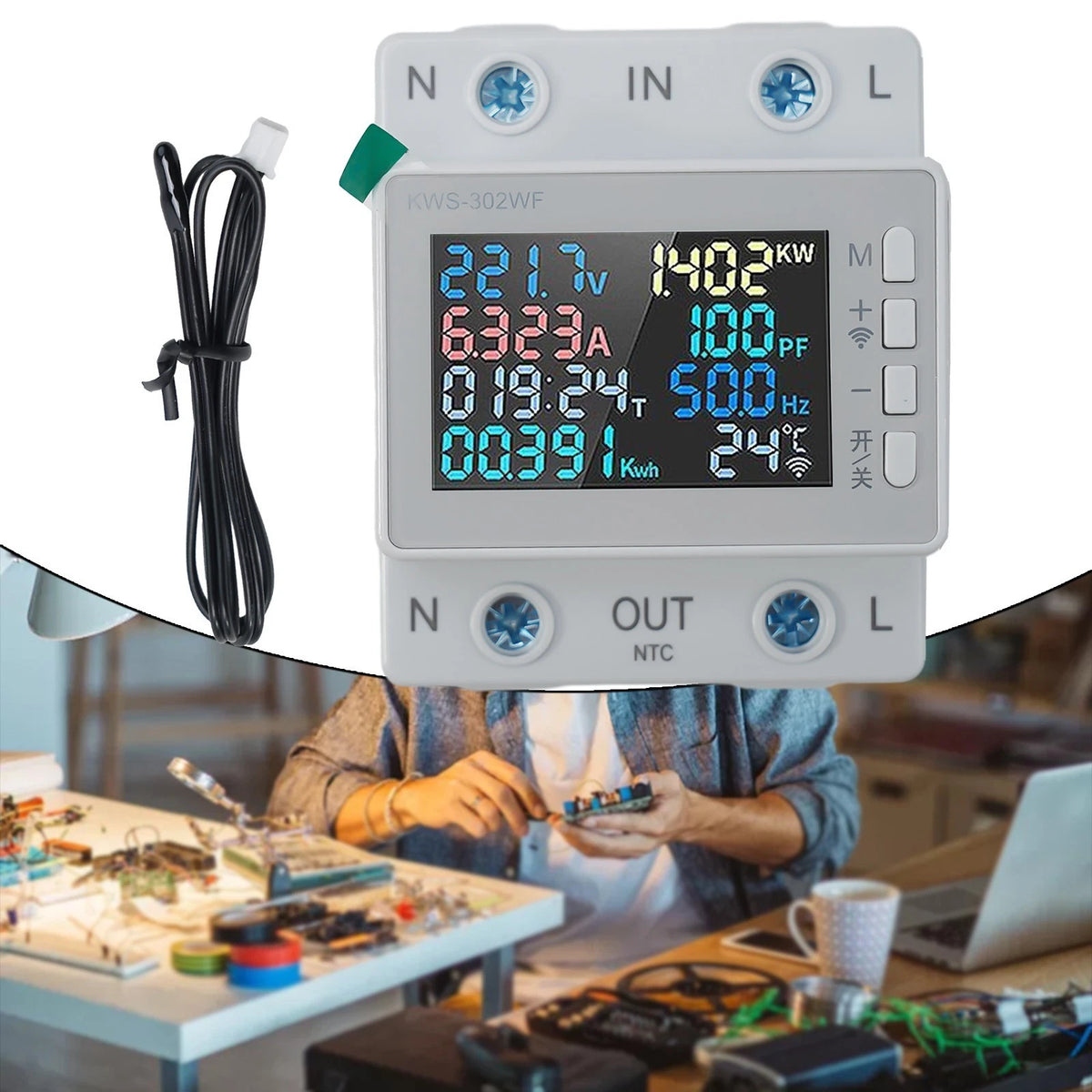 Environmentally Friendly WiFi Power Monitor with ABS+PC+VO Material