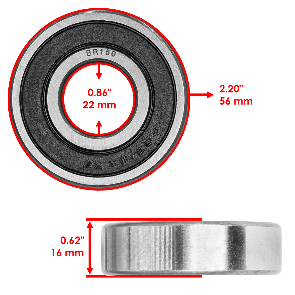 Rubber Seal Ball Bearing Replacement for Suzuki 63/22-2RS (1990–2000)