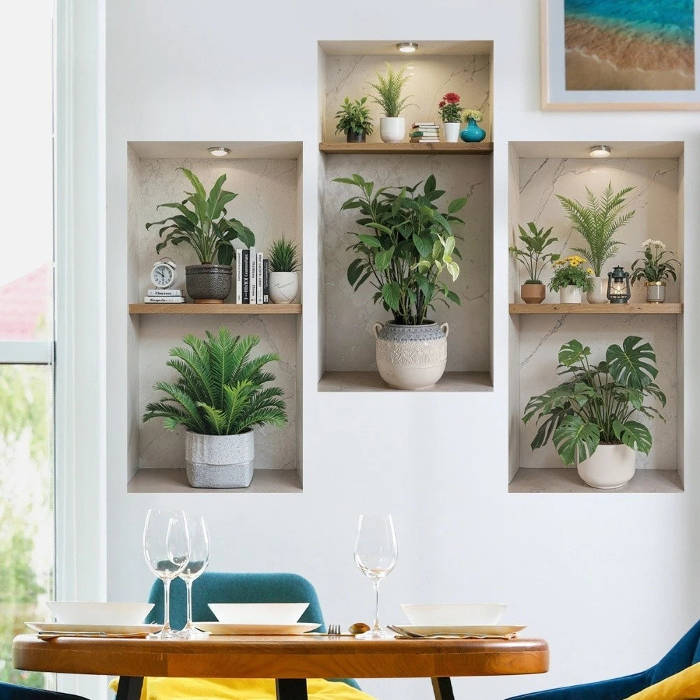 3D Green Plant Wall Stickers for Home Decoration (Removable, Lightweight)