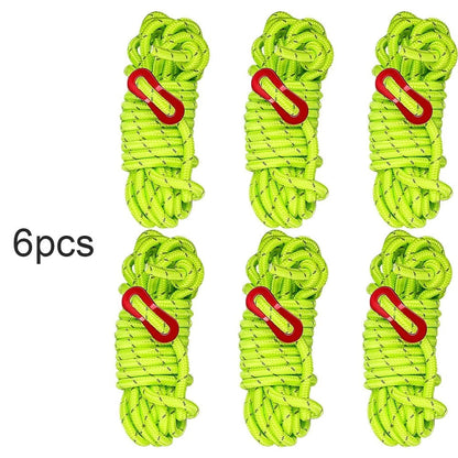 6pcs 6mm Reflective Rope for Camping Tents and Outdoor Use