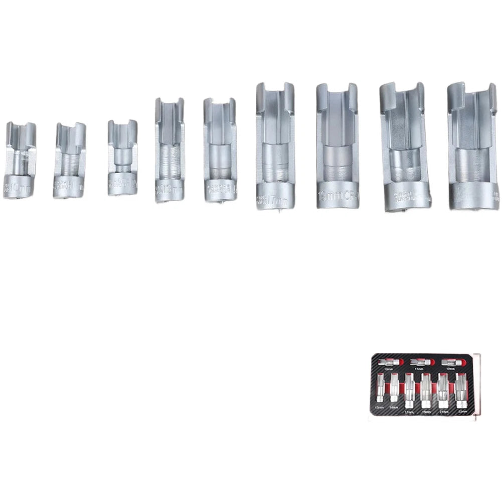 9 Piece Oxygen Sensor Wrench Kit for Fuel Line Service Chrome Vanadium