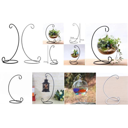 Iron Stand Hanging Flower Vase Lantern Holder Hook for Landscape Crafts