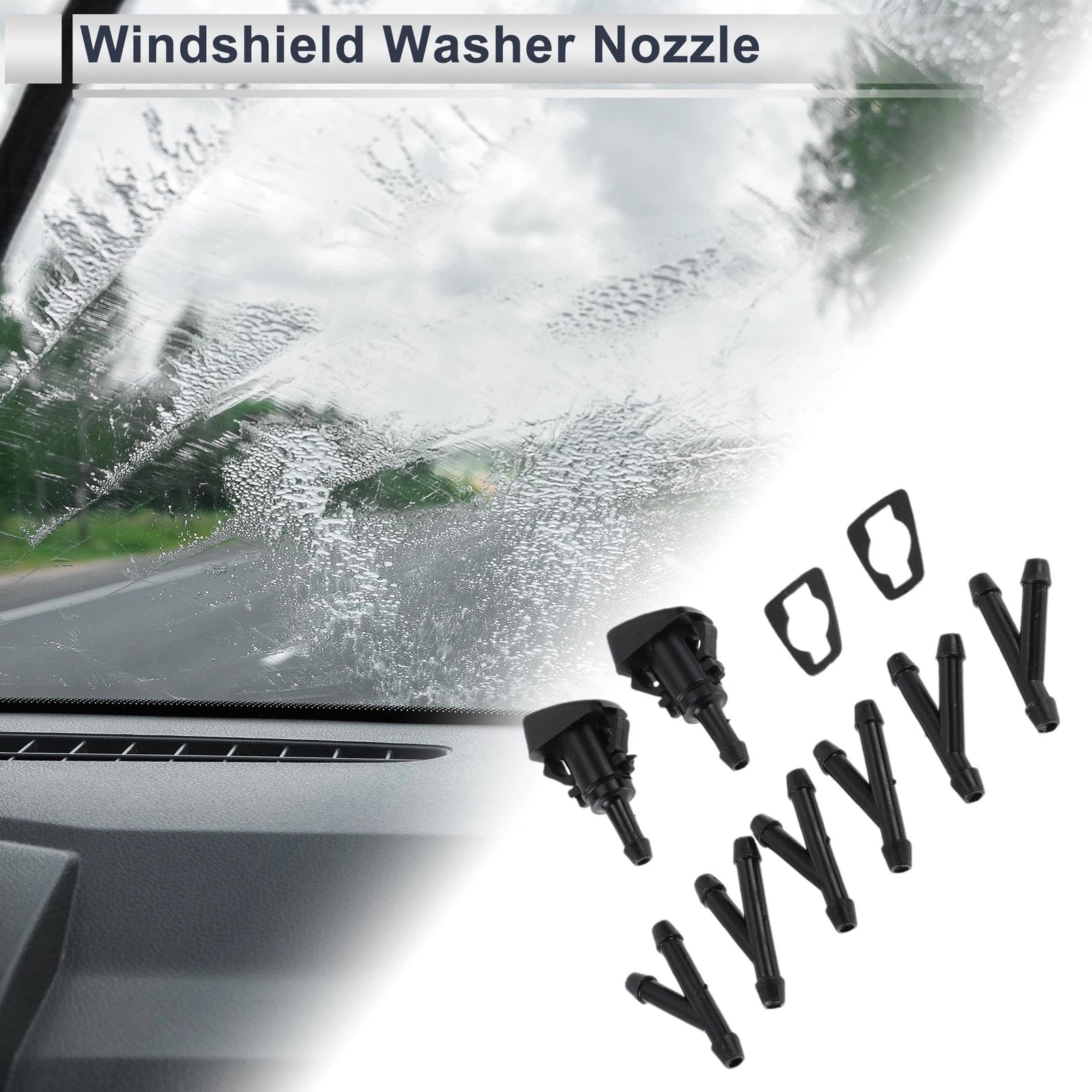 Windshield Washer Nozzle Replacement Kit 6 Hose Connectors for Dodge (2008–2019)