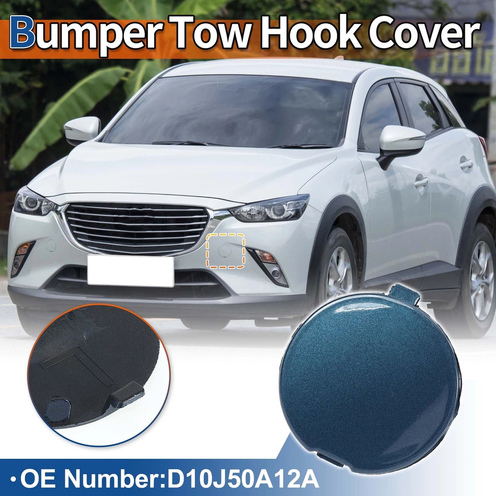 Front Tow Hook Cover Replacement for Mazda No.D10J50A12A Deep Blue (2005–2010)