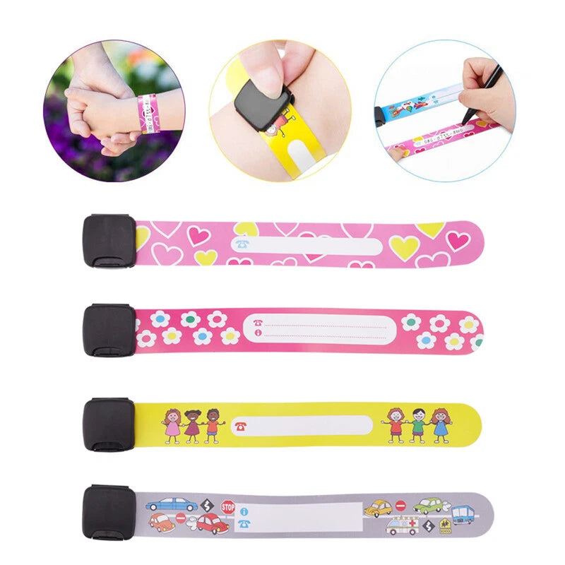 8pcs Waterproof ID Name Wrist Bands for Kids