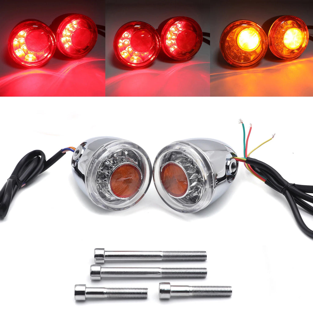 Clear Rear LED Run Brake Turn Signal Indicator for Harley FXD FXDB FXDC (2002–2017)