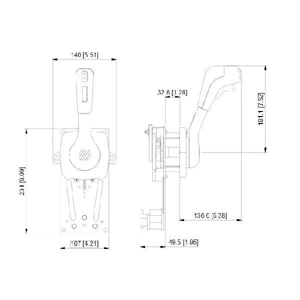 UFlex B310B Single Lever Side Mount Control for Boats
