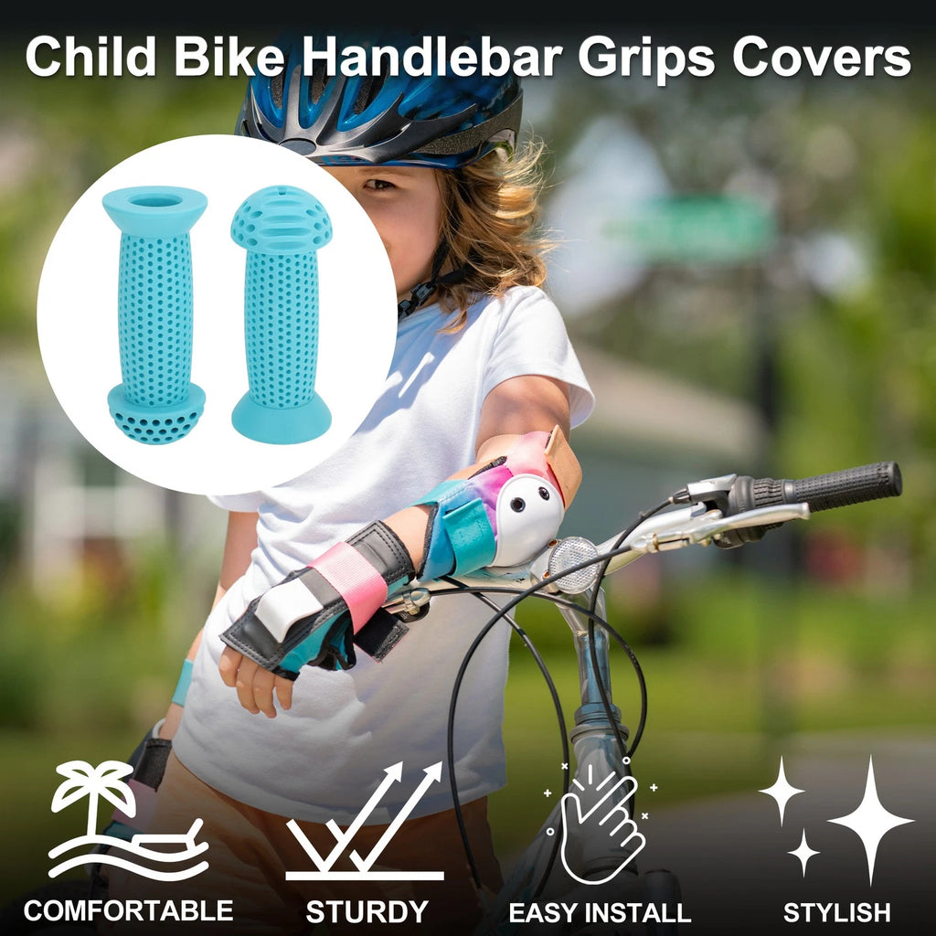 Handlebar Grip Cover 100mm Soft End Protector for MTB Bike (Blue) Pair