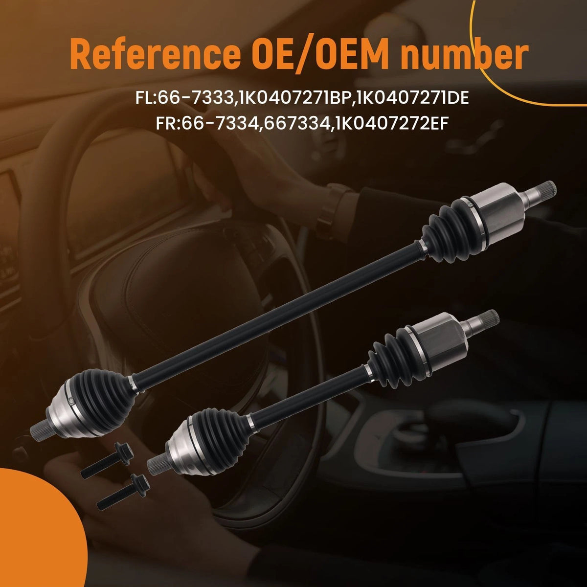 2X Front CV Axle Shaft Joint Assembly for VW Golf Jetta Passat (2005–2018)