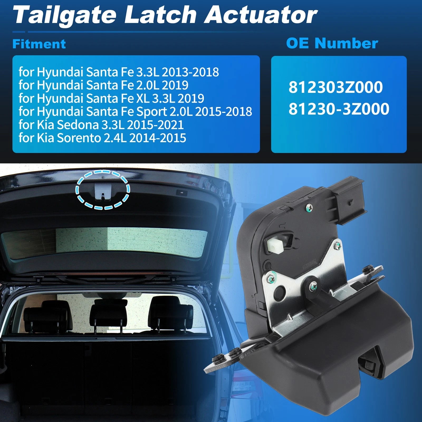 Trunk Tailgate Lock Actuator Replacement for Hyundai Santa Fe Kia Sorento (2006–2018)