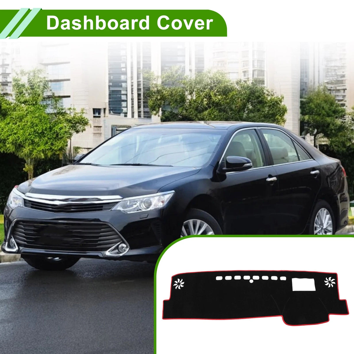 Dashboard Cover for Toyota Camry XV70 (2018–2023) Black Red Polyester 1Pc