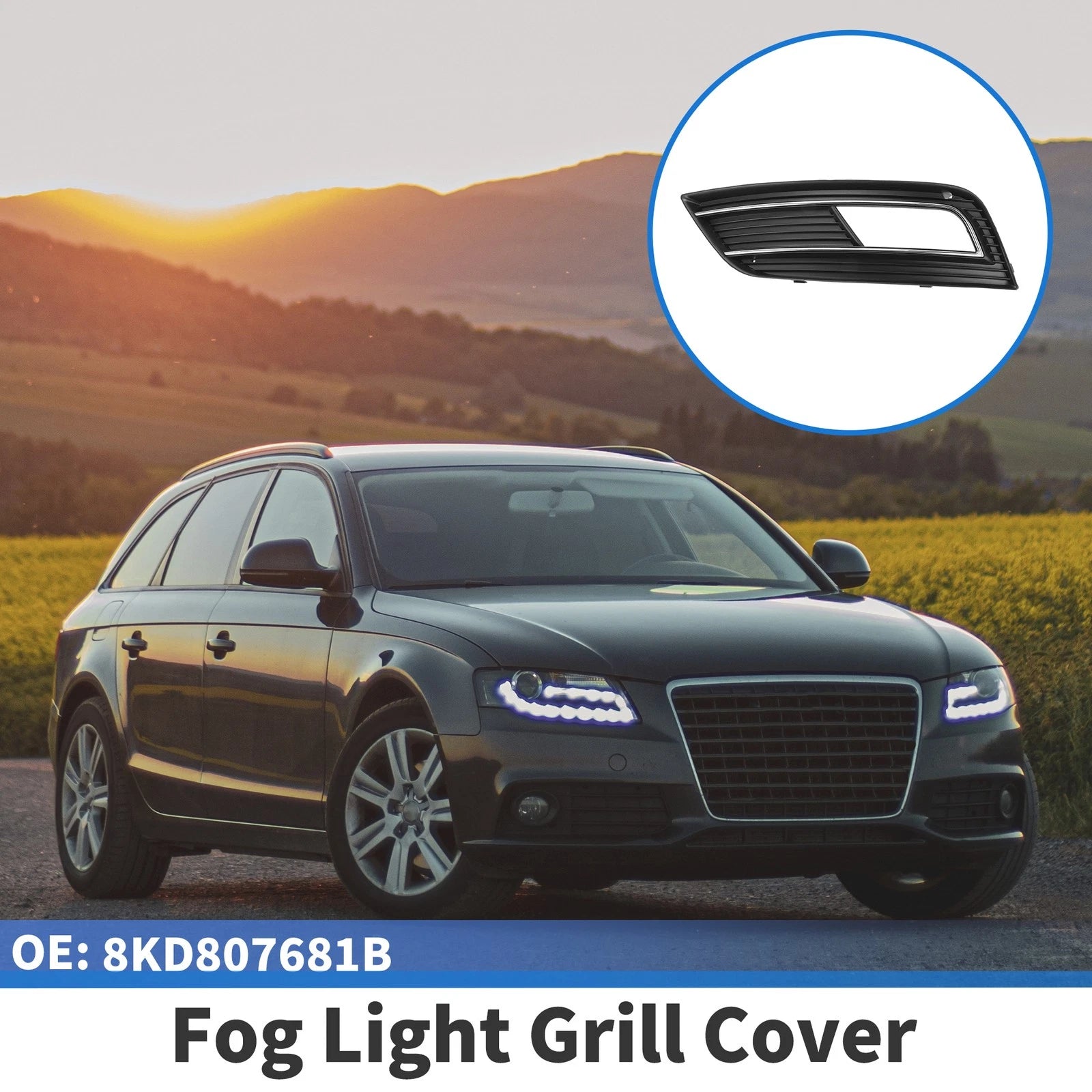 Front Left Fog Light Grill Replacement for Audi A4 S4 (2013–2015)
