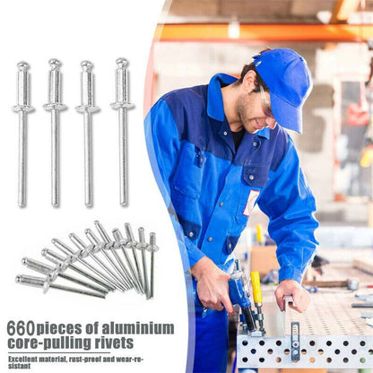 660Pcs Aluminum Blind Pop Rivets for Universal Applications