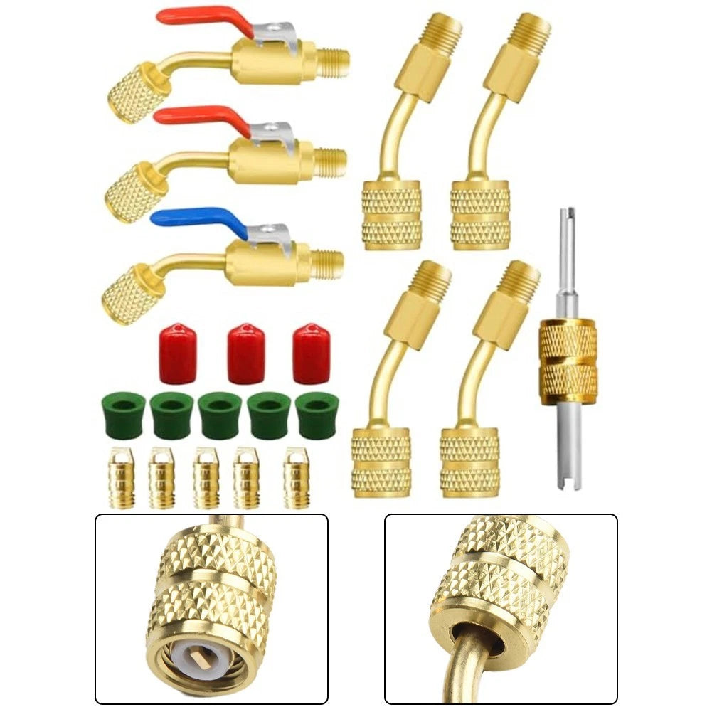 21-Piece Brass R410A Split Adapter Kit for Mini HVAC Professionals