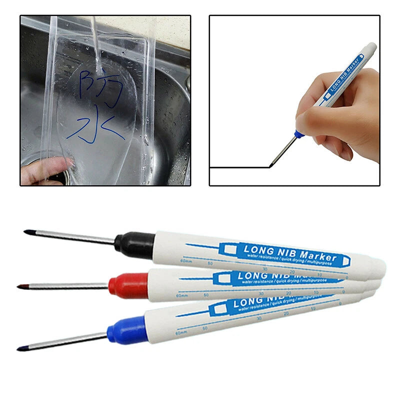 3PCS Deep Hole Marker Pen for Woodworking Decoration