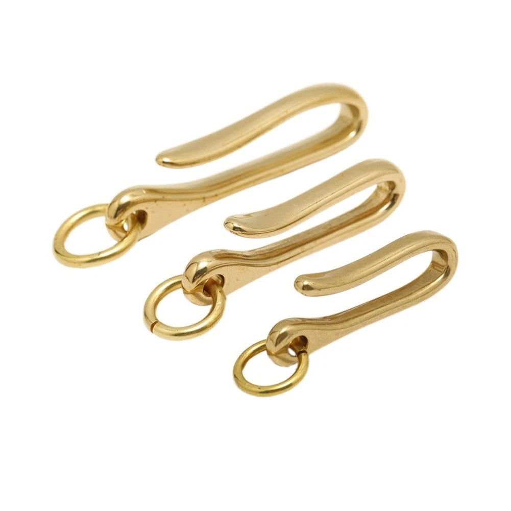 Solid Brass U Hook Keychain Hardware for Leathercraft (0.3 x 1.8cm)