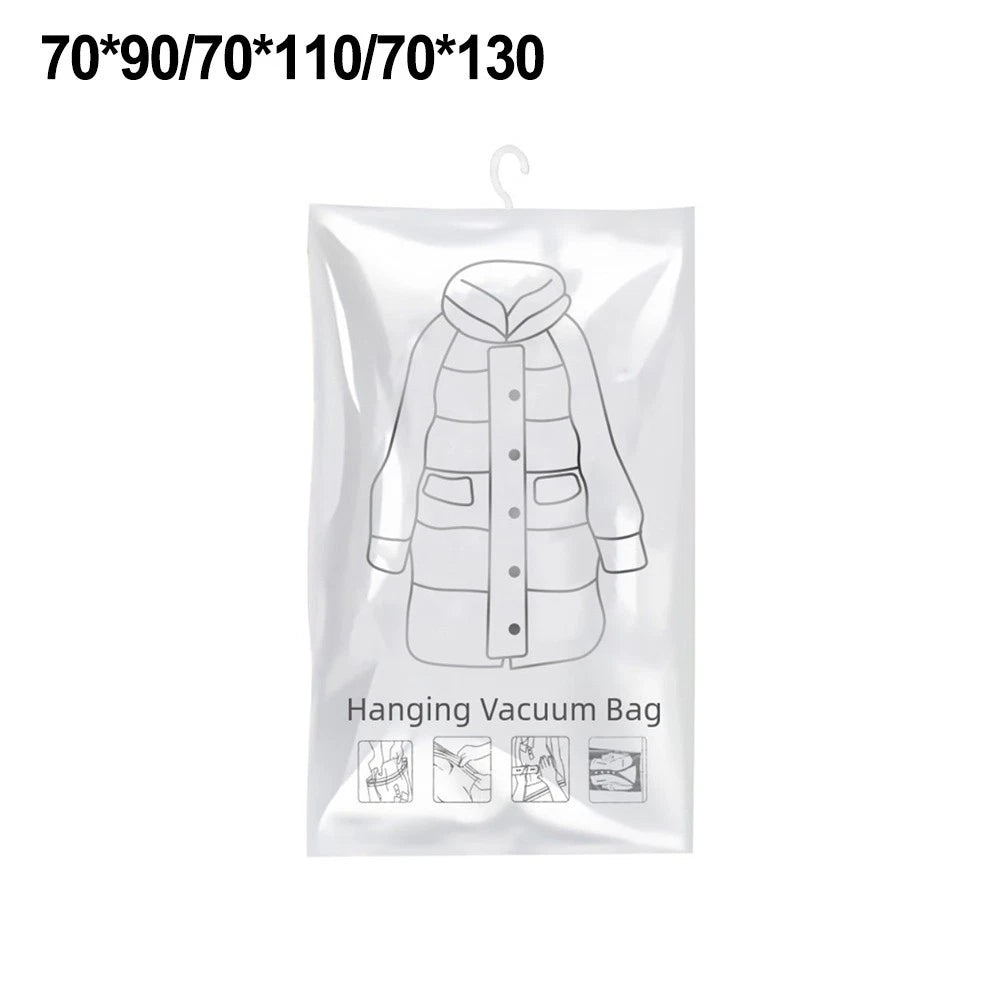 2X Hanging Vacuum Storage Bags with Double Zipper Seal for Clothes