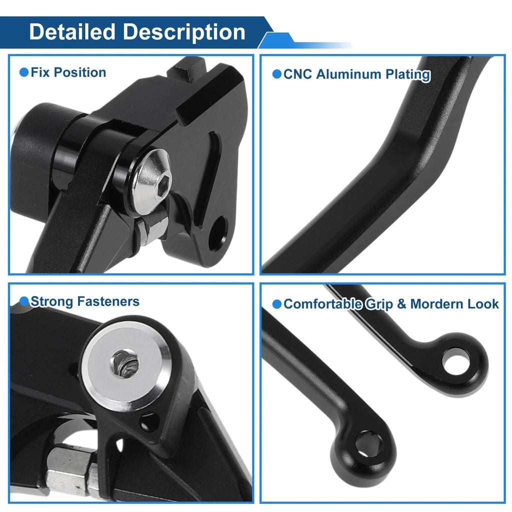 Short Brake Clutch Levers for Yamaha WR250F (2017–2022) Solid Black
