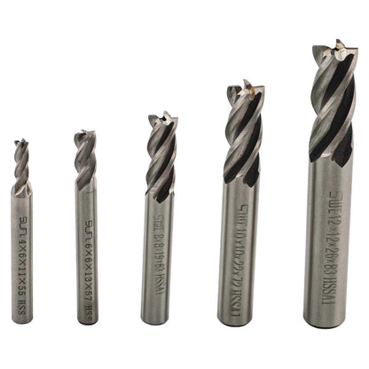5 Pcs Set of End Mill Cutters for Milling Machines (No Specific Models)