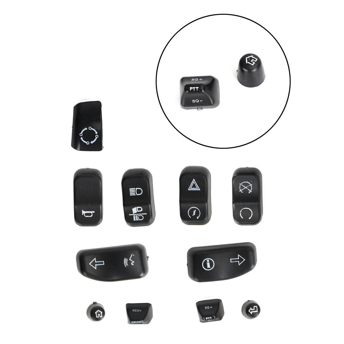 11 Pieces Control Switch Cap Buttons for Harley Davidson Glide Road King (2014–2019) T9